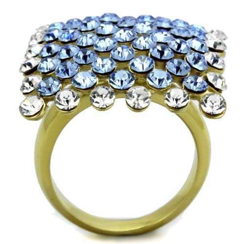 TK1643 - IP Gold(Ion Plating) Stainless Steel Ring with Top Grade Crystal in Light Sapphire - Alamode - Flyclothing LLC