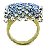 TK1643 - IP Gold(Ion Plating) Stainless Steel Ring with Top Grade Crystal in Light Sapphire - Alamode - Flyclothing LLC