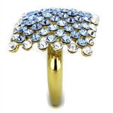 TK1643 - IP Gold(Ion Plating) Stainless Steel Ring with Top Grade Crystal in Light Sapphire - Alamode - Flyclothing LLC