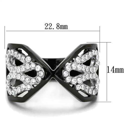 TK1644 - Two-Tone IP Black Stainless Steel Ring with AAA Grade CZ in Clear - Alamode - Flyclothing LLC