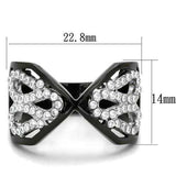 TK1644 - Two-Tone IP Black Stainless Steel Ring with AAA Grade CZ in Clear - Alamode - Flyclothing LLC