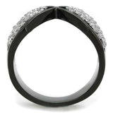 TK1644 - Two-Tone IP Black Stainless Steel Ring with AAA Grade CZ in Clear - Alamode - Flyclothing LLC