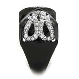 TK1644 - Two-Tone IP Black Stainless Steel Ring with AAA Grade CZ in Clear - Alamode - Flyclothing LLC