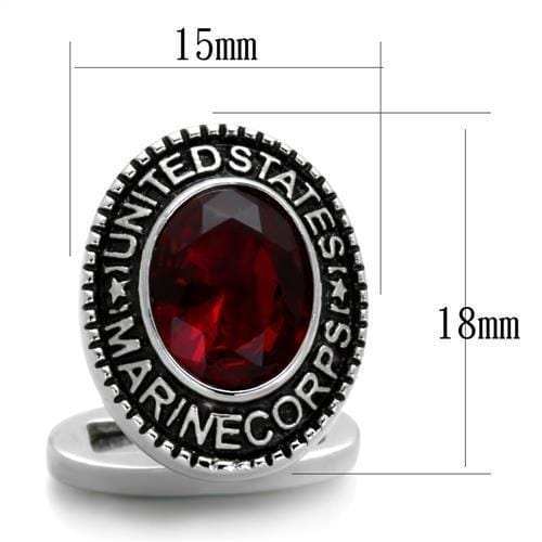 TK1646 - High polished (no plating) Stainless Steel Cufflink with Synthetic Synthetic Glass in Siam - Alamode - Flyclothing LLC