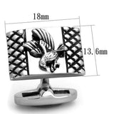 TK1655 - High polished (no plating) Stainless Steel Cufflink with No Stone - Alamode - Flyclothing LLC