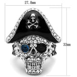 TK1659 - Two-Tone IP Black Stainless Steel Ring with Synthetic Synthetic Glass in Montana - Alamode - Flyclothing LLC