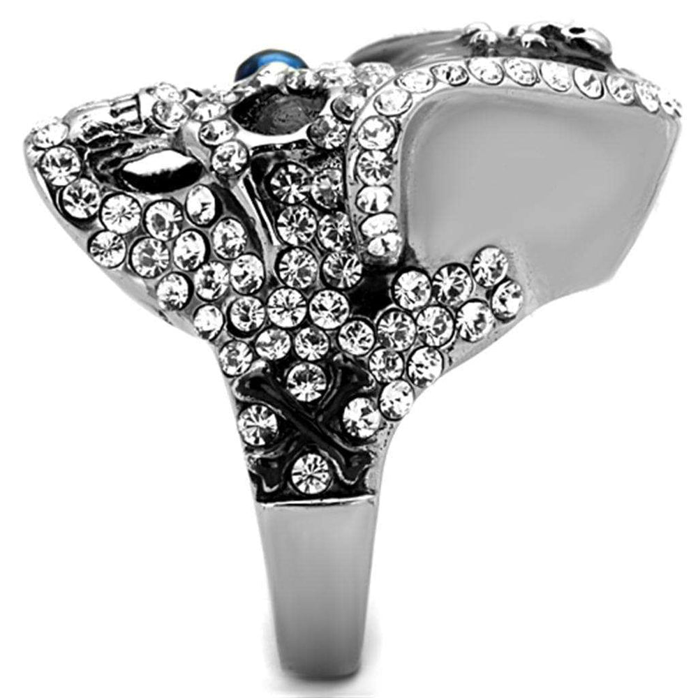 TK1659 - Two-Tone IP Black Stainless Steel Ring with Synthetic Synthetic Glass in Montana - Alamode - Flyclothing LLC