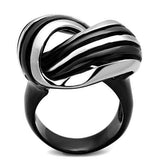 TK1660 - Two-Tone IP Black Stainless Steel Ring with No Stone - Alamode - Flyclothing LLC