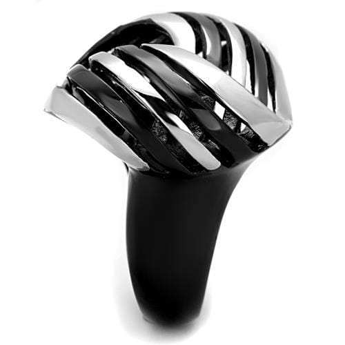 TK1660 - Two-Tone IP Black Stainless Steel Ring with No Stone - Alamode - Flyclothing LLC