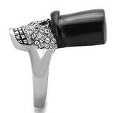 TK1662 - Two-Tone IP Black Stainless Steel Ring with Top Grade Crystal in Clear - Alamode - Flyclothing LLC