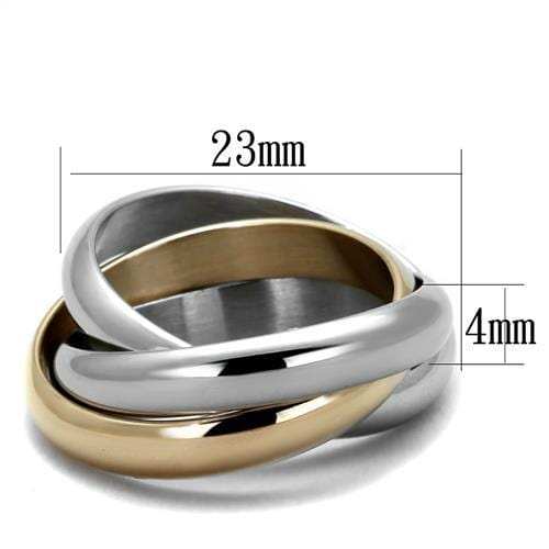 TK1670 - Two-Tone IP Rose Gold Stainless Steel Ring with No Stone - Alamode - Flyclothing LLC