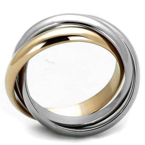 TK1670 - Two-Tone IP Rose Gold Stainless Steel Ring with No Stone - Alamode - Flyclothing LLC