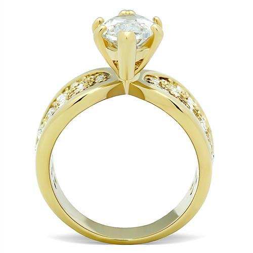 TK1672 - IP Gold(Ion Plating) Stainless Steel Ring with AAA Grade CZ in Clear - Alamode - Flyclothing LLC