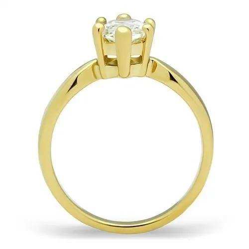 TK1673 - IP Gold(Ion Plating) Stainless Steel Ring with AAA Grade CZ in Clear - Alamode - Flyclothing LLC