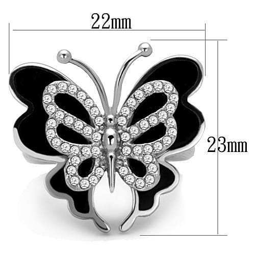 TK1676 - High polished (no plating) Stainless Steel Ring with Top Grade Crystal in Clear - Alamode - Flyclothing LLC