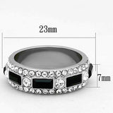 TK1677 - High polished (no plating) Stainless Steel Ring with Top Grade Crystal in Jet - Alamode - Flyclothing LLC