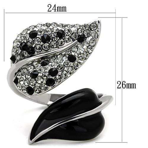TK1678 - High polished (no plating) Stainless Steel Ring with Top Grade Crystal in Jet - Alamode - Flyclothing LLC