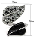 TK1678 - High polished (no plating) Stainless Steel Ring with Top Grade Crystal in Jet - Alamode - Flyclothing LLC