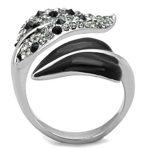 TK1678 - High polished (no plating) Stainless Steel Ring with Top Grade Crystal in Jet - Alamode - Flyclothing LLC