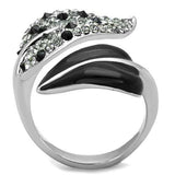 TK1678 - High polished (no plating) Stainless Steel Ring with Top Grade Crystal in Jet - Alamode - Flyclothing LLC