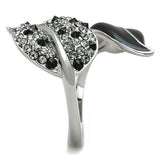 TK1678 - High polished (no plating) Stainless Steel Ring with Top Grade Crystal in Jet - Alamode - Flyclothing LLC
