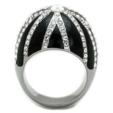 TK1679 - High polished (no plating) Stainless Steel Ring with Top Grade Crystal in Clear - Alamode - Flyclothing LLC