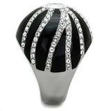 TK1679 - High polished (no plating) Stainless Steel Ring with Top Grade Crystal in Clear - Alamode - Flyclothing LLC
