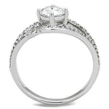 TK1681 - High polished (no plating) Stainless Steel Ring with AAA Grade CZ in Clear - Alamode - Flyclothing LLC
