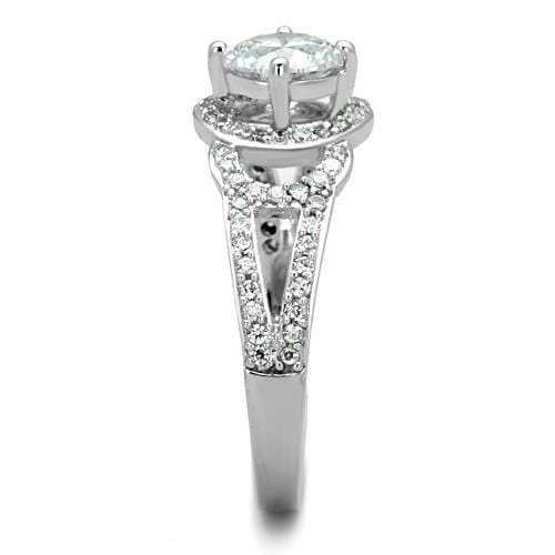TK1681 - High polished (no plating) Stainless Steel Ring with AAA Grade CZ in Clear - Alamode - Flyclothing LLC