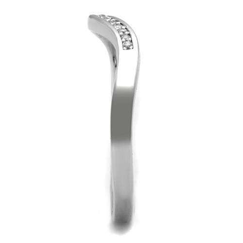TK1682 - High polished (no plating) Stainless Steel Ring with AAA Grade CZ in Clear - Alamode - Flyclothing LLC