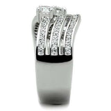 TK1683 - High polished (no plating) Stainless Steel Ring with AAA Grade CZ in Clear - Alamode - Flyclothing LLC