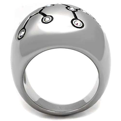 TK1685 - High polished (no plating) Stainless Steel Ring with Top Grade Crystal in White AB - Alamode - Flyclothing LLC