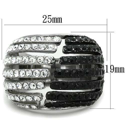 TK1686 - Two-Tone IP Black Stainless Steel Ring with Top Grade Crystal in Jet - Alamode - Flyclothing LLC