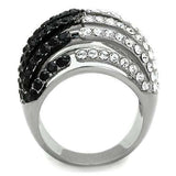 TK1686 - Two-Tone IP Black Stainless Steel Ring with Top Grade Crystal in Jet - Alamode - Flyclothing LLC
