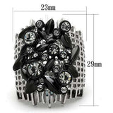 TK1687 - Two-Tone IP Black Stainless Steel Ring with Top Grade Crystal in Black Diamond - Alamode - Flyclothing LLC