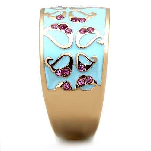 TK1689 - IP Rose Gold(Ion Plating) Stainless Steel Ring with Top Grade Crystal in Rose - Alamode - Flyclothing LLC