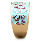 TK1689 - IP Rose Gold(Ion Plating) Stainless Steel Ring with Top Grade Crystal in Rose - Alamode - Flyclothing LLC