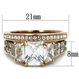 TK1690 - IP Rose Gold(Ion Plating) Stainless Steel Ring with AAA Grade CZ in Clear - Alamode - Flyclothing LLC
