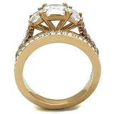 TK1690 - IP Rose Gold(Ion Plating) Stainless Steel Ring with AAA Grade CZ in Clear - Alamode - Flyclothing LLC