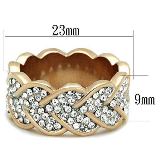 TK1691 - Two-Tone IP Rose Gold Stainless Steel Ring with Top Grade Crystal in Clear - Alamode - Flyclothing LLC