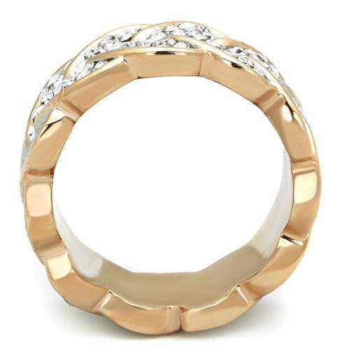 TK1691 - Two-Tone IP Rose Gold Stainless Steel Ring with Top Grade Crystal in Clear - Alamode - Flyclothing LLC