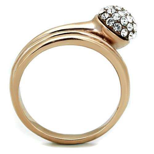 TK1693 - IP Rose Gold(Ion Plating) Stainless Steel Ring with Top Grade Crystal in Clear - Alamode - Flyclothing LLC