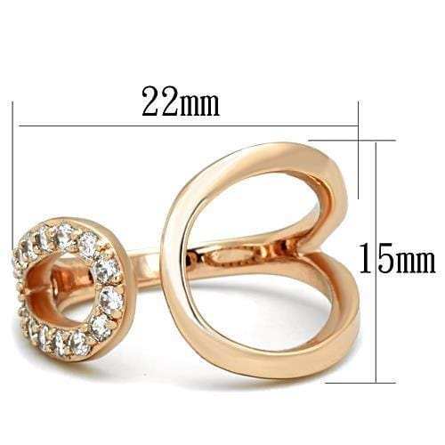 TK1694 - IP Rose Gold(Ion Plating) Stainless Steel Ring with AAA Grade CZ in Clear - Alamode - Flyclothing LLC