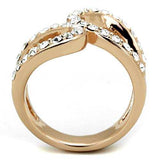 TK1695 - IP Rose Gold(Ion Plating) Stainless Steel Ring with Top Grade Crystal in Clear - Alamode - Flyclothing LLC