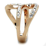 TK1695 - IP Rose Gold(Ion Plating) Stainless Steel Ring with Top Grade Crystal in Clear - Alamode - Flyclothing LLC