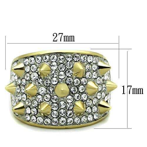 TK1697 - Two-Tone IP Gold (Ion Plating) Stainless Steel Ring with Top Grade Crystal in Clear - Alamode - Flyclothing LLC
