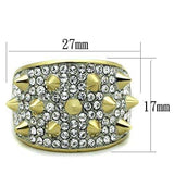 TK1697 - Two-Tone IP Gold (Ion Plating) Stainless Steel Ring with Top Grade Crystal in Clear - Alamode - Flyclothing LLC