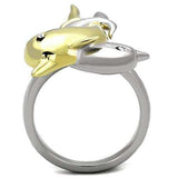TK1698 - Two-Tone IP Gold (Ion Plating) Stainless Steel Ring with Top Grade Crystal in Clear - Alamode - Flyclothing LLC