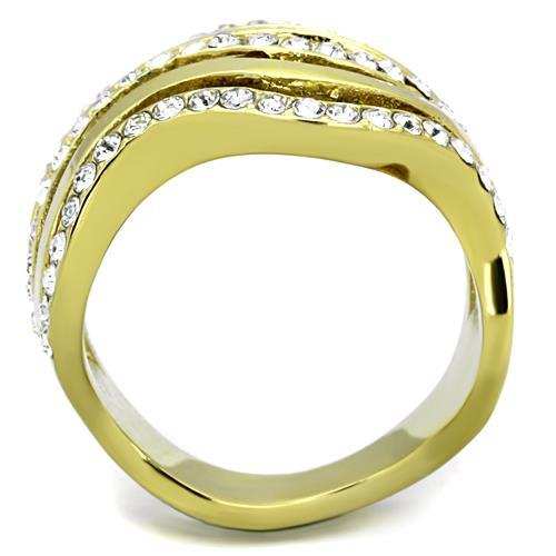 TK1700 - IP Gold(Ion Plating) Stainless Steel Ring with Top Grade Crystal in Clear - Alamode - Flyclothing LLC