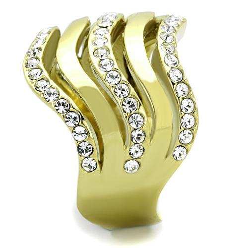 TK1700 - IP Gold(Ion Plating) Stainless Steel Ring with Top Grade Crystal in Clear - Alamode - Flyclothing LLC